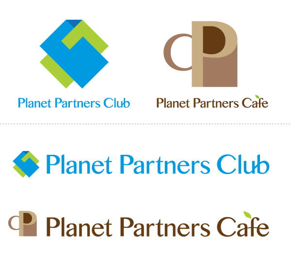 Planet Partners ClubとPlanet Partners Cafeのロゴデザイン変更イメージ